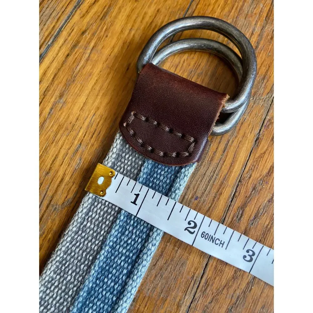 Green/Blue Dyed Cotton Belt w/Leather Tabs Unisex sz XS/S